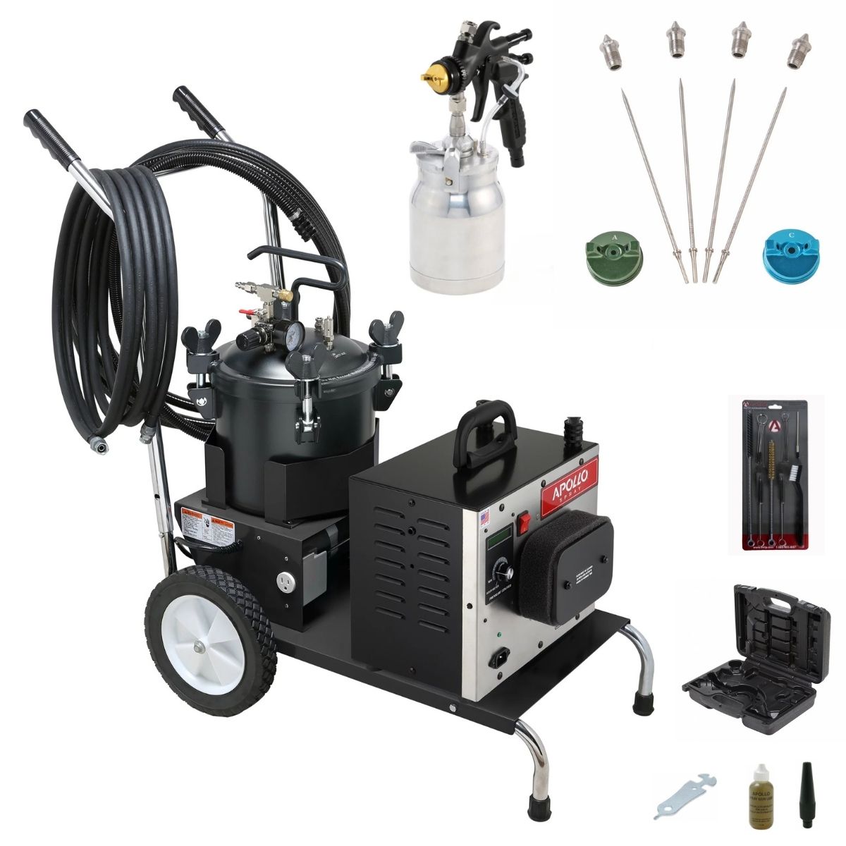 Apollo PRECISION-6 PRO Mobile Cart + 2.5 Gallon Pressure Pot Deluxe Package