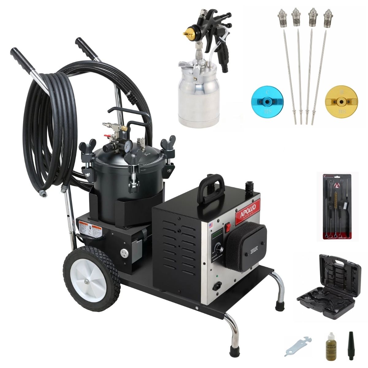 Apollo PRECISION-6 PRO Mobile Cart + 2.5 Gallon Pressure Pot Deluxe Package