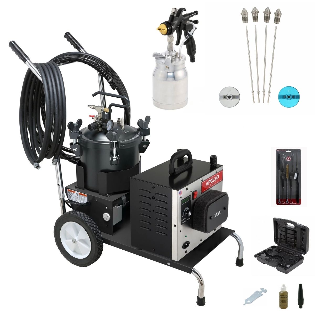 Apollo PRECISION-6 PRO Mobile Cart + 2.5 Gallon Pressure Pot Deluxe Package