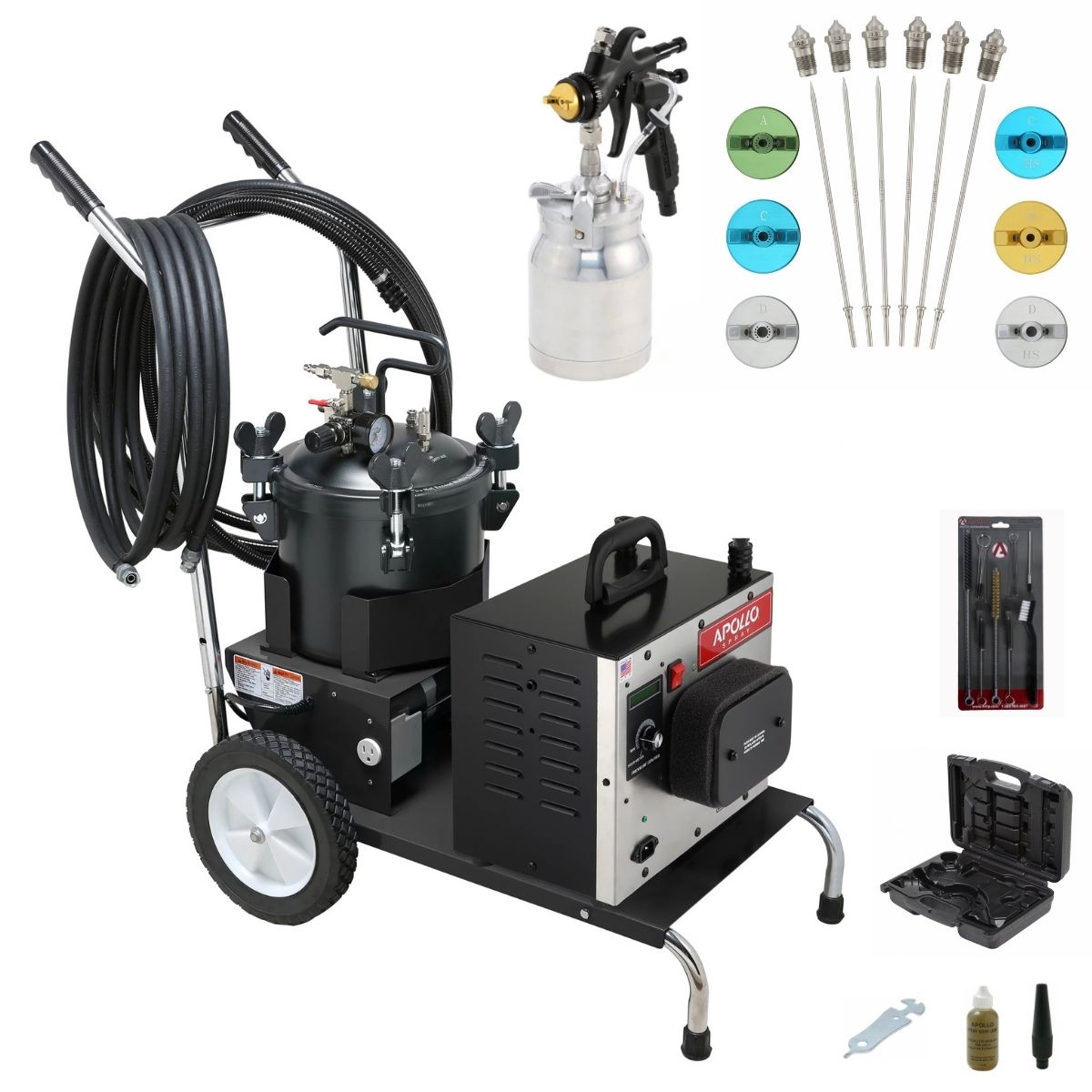 Apollo PRECISION-6 PRO Mobile Cart + 2.5 Gallon Pressure Pot Deluxe Package