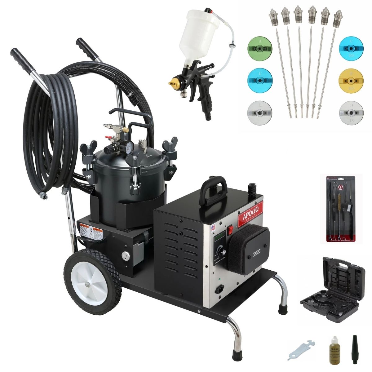 Apollo PRECISION-6 PRO Mobile Cart + 2.5 Gallon Pressure Pot Deluxe Package