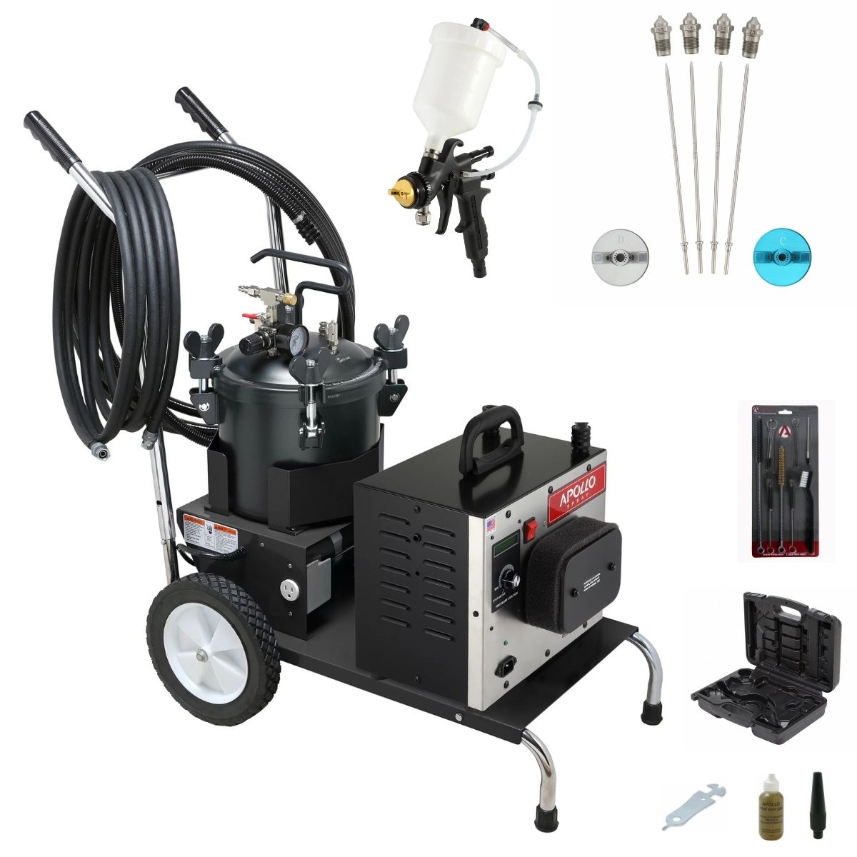Apollo PRECISION-6 PRO Mobile Cart + 2.5 Gallon Pressure Pot Deluxe Package