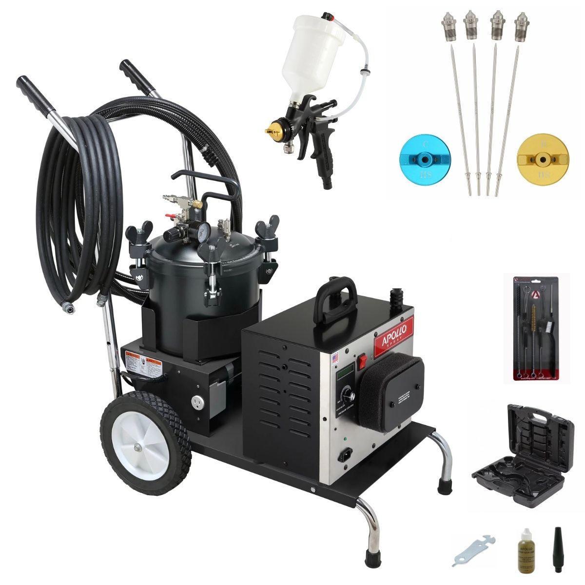 Apollo PRECISION-6 PRO Mobile Cart + 2.5 Gallon Pressure Pot Deluxe Package