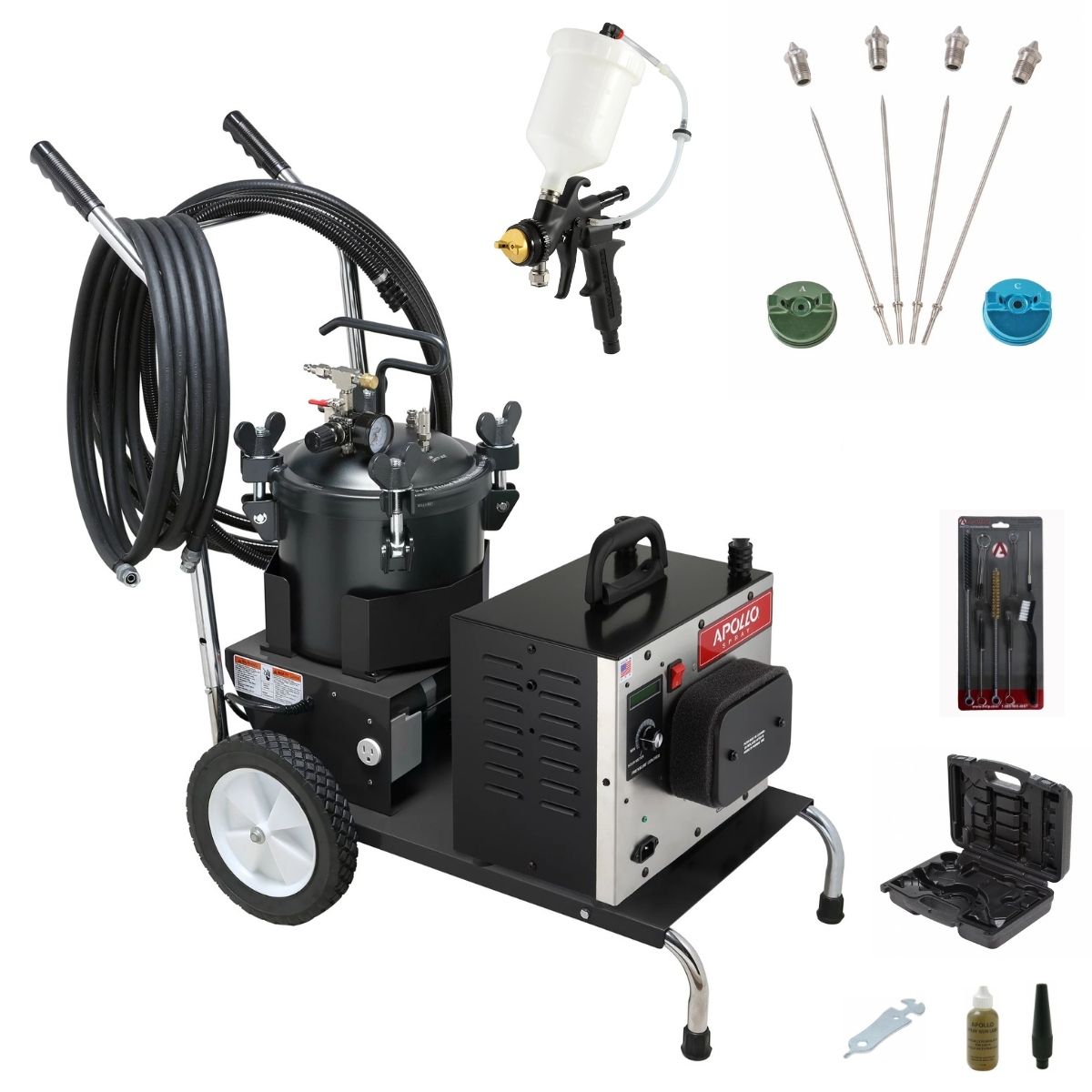 Apollo PRECISION-6 PRO Mobile Cart + 2.5 Gallon Pressure Pot Deluxe Package