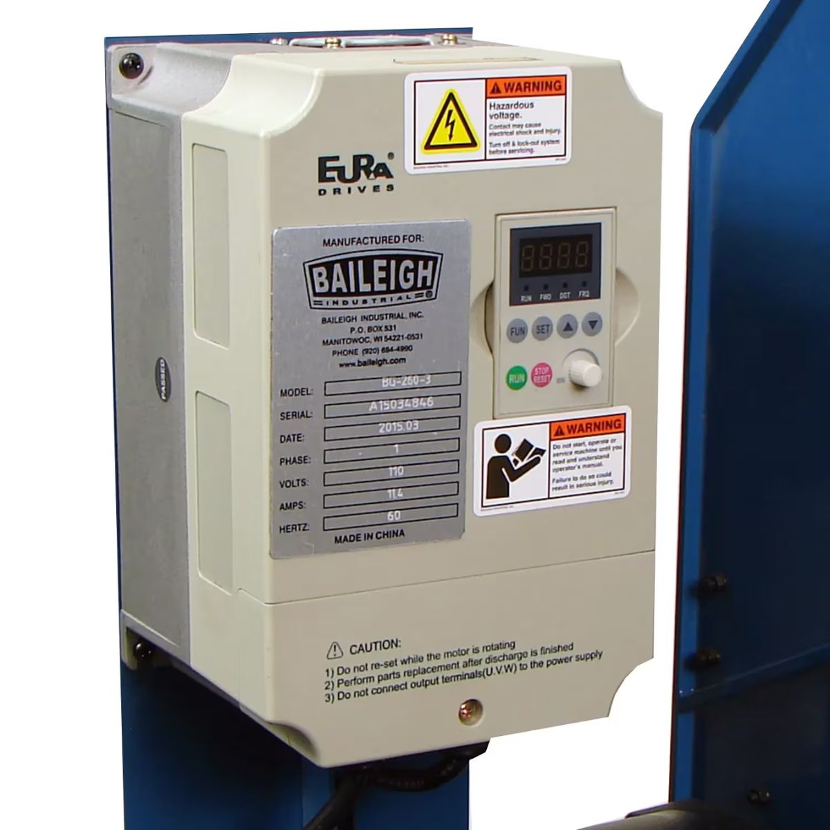 Baileigh BG-260-3 2" × 60" Three Wheel Variable Speed Belt Grinder