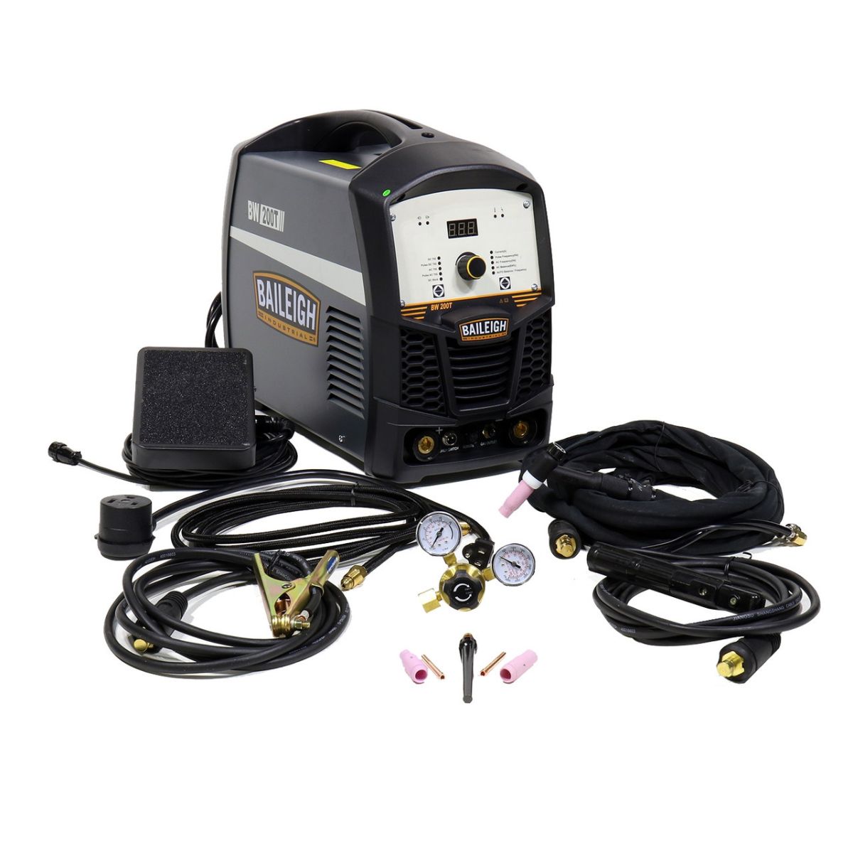 Baileigh BW-200T 120/230V 200A Inverter AC/DC Pulse TIG Welder with Foot Pedal & Torch