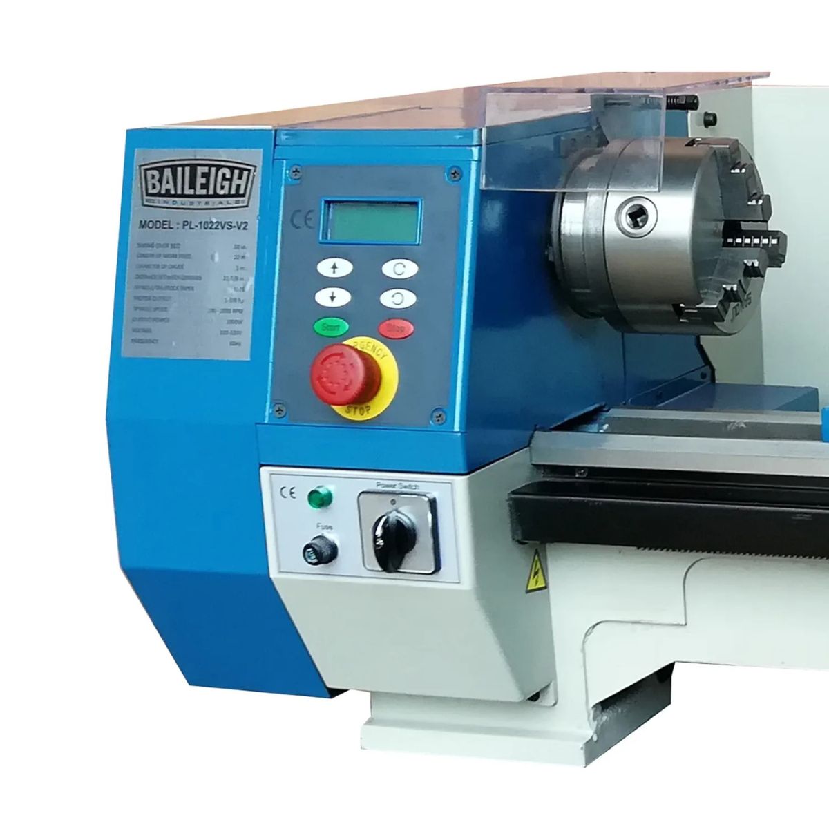 Baileigh PL-1022VS-V2 10" × 22" Variable Speed Benchtop Lathe