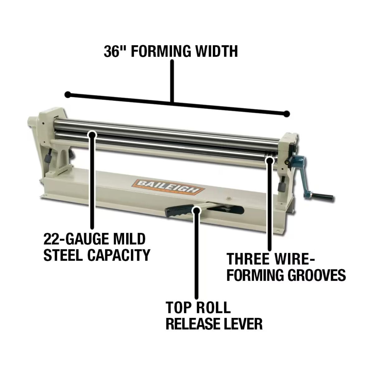 Baileigh SR-3622M 36" Manual Slip Roll — 22 Gauge