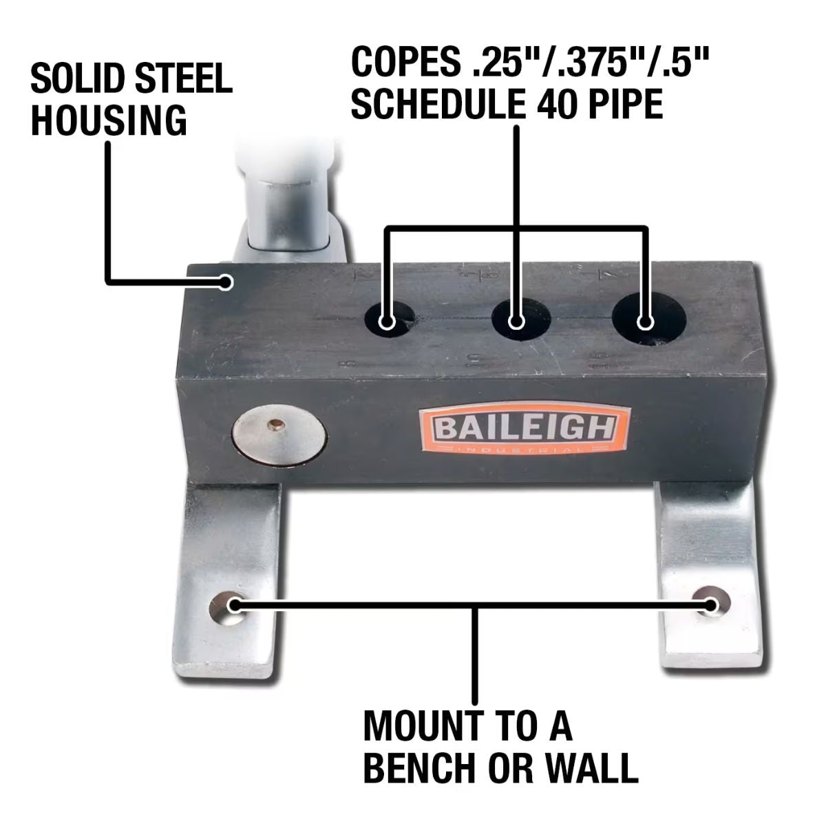 Baileigh TN-50M Manual Pipe Notcher — 1/4" to 1/2" Pipe