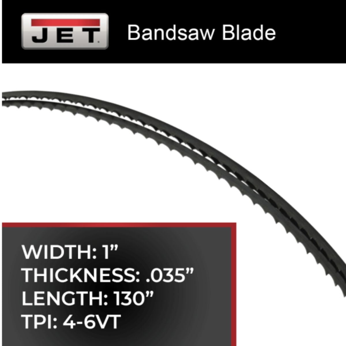 JET 130" Bi-Metal Bandsaw Blade for MBS-1014W Horizontal Bandsaws