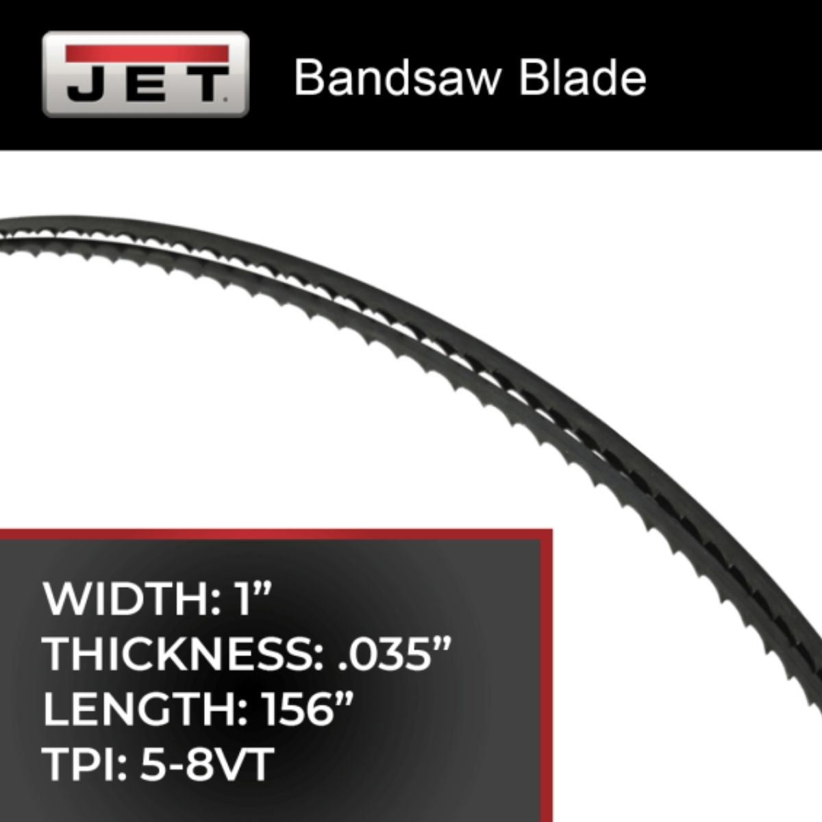 JET 156" Bi-Metal Bandsaw Blade for J-7020, J-7040, J-7020M, J-7040M, and J-7060