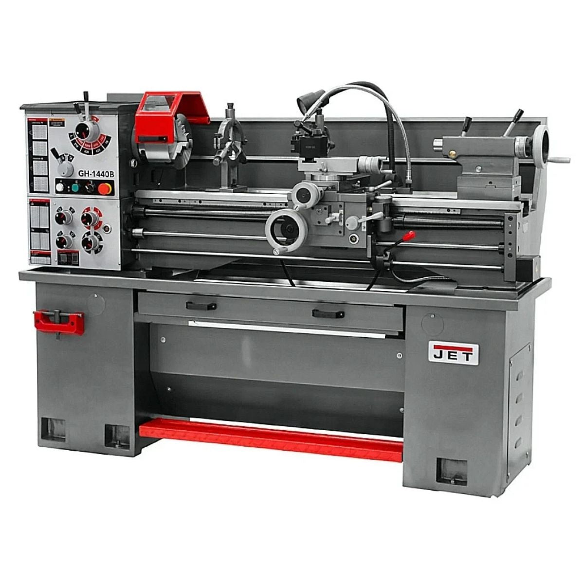 JET GH-1440B 14" × 40" Geared Head Bench Lathe with Stand & Foot Brake