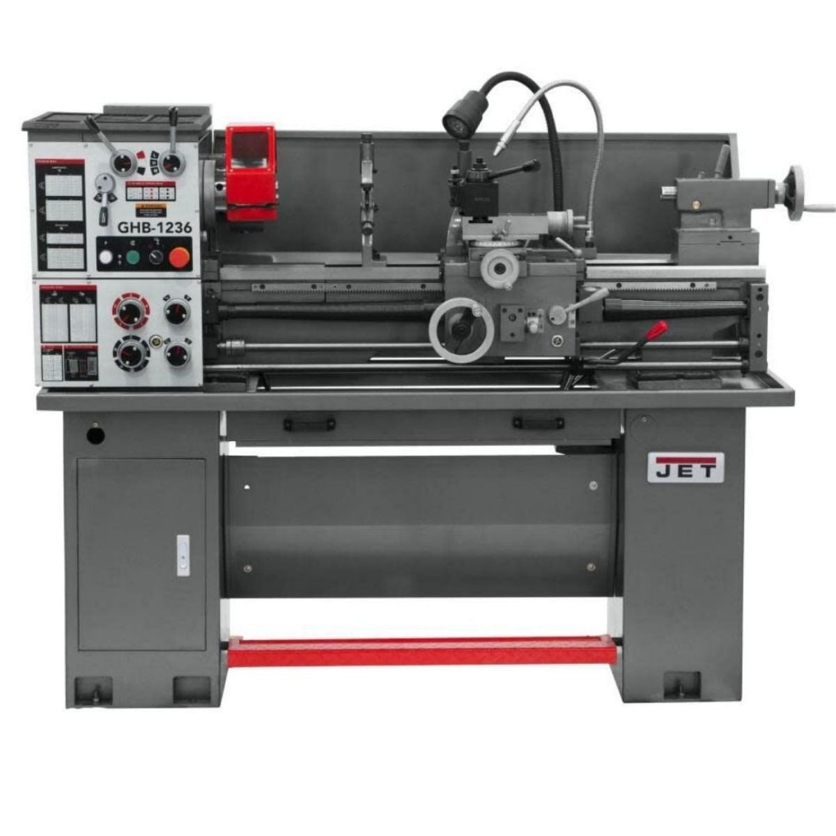 JET GHB-1236 12" × 36" Geared Head Bench Lathe with Stand & Foot Brake