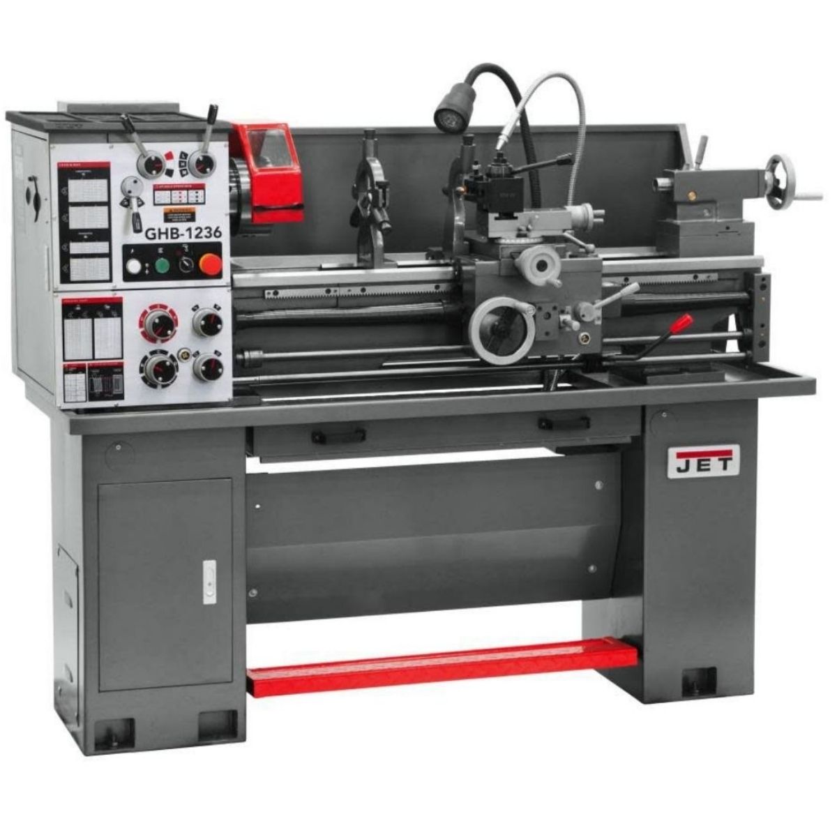 JET GHB-1236 12" × 36" Geared Head Bench Lathe with Stand & Foot Brake