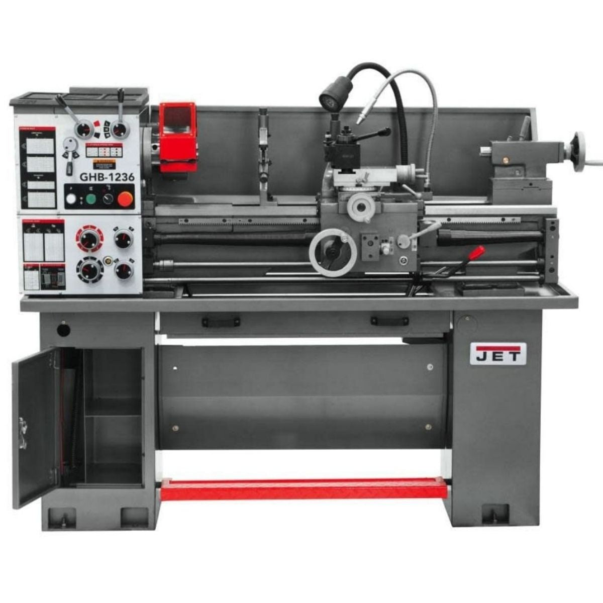 JET GHB-1236 12" × 36" Geared Head Bench Lathe with Stand & Foot Brake