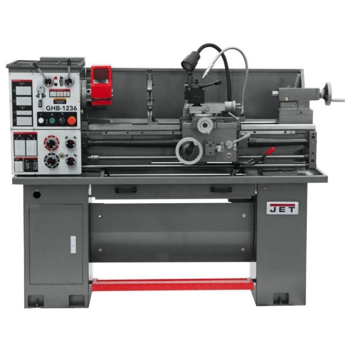 JET GHB-1236 12" × 36" Geared Head Bench Lathe with Stand & Foot Brake