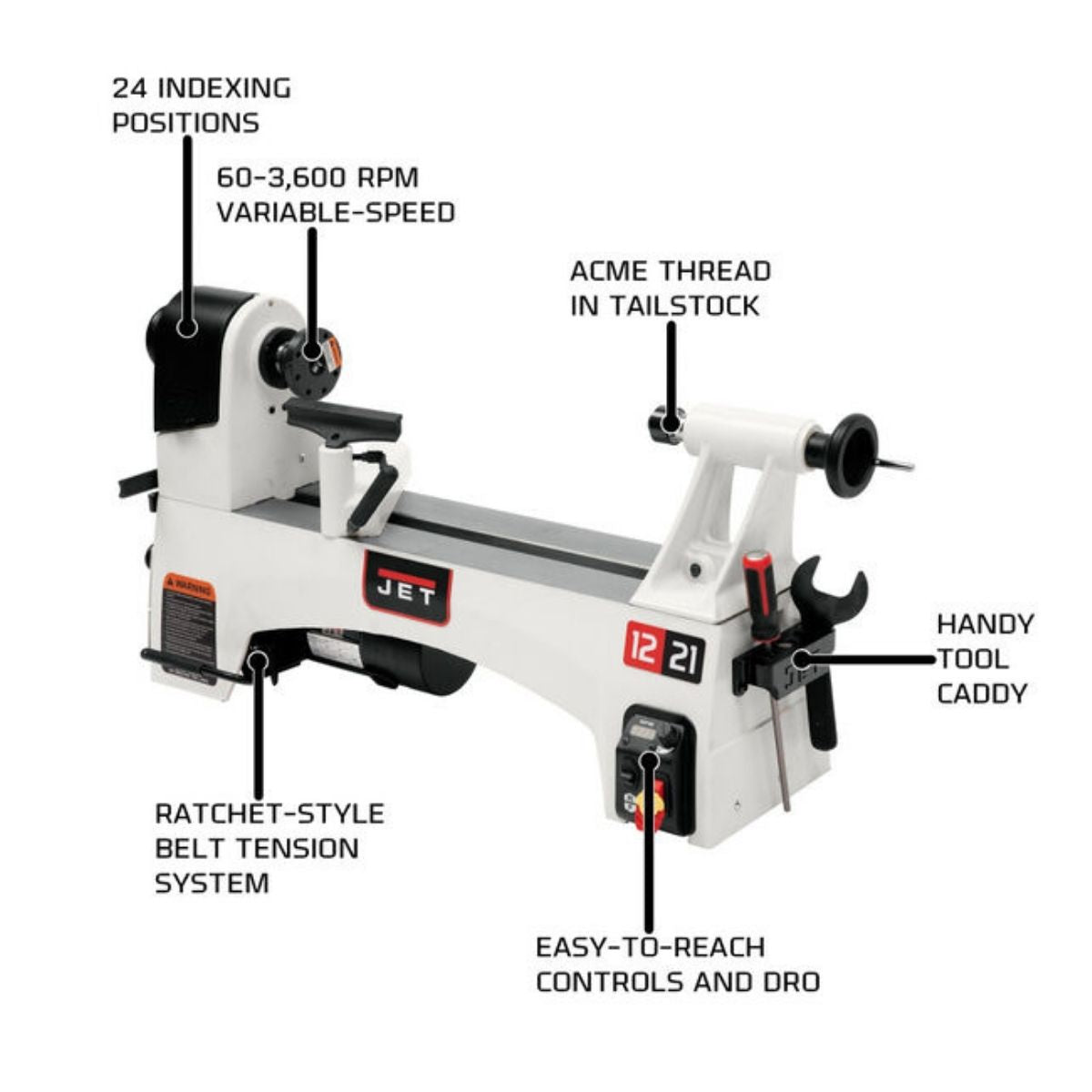 JET 1221VS 12" x 21" Wood Lathe