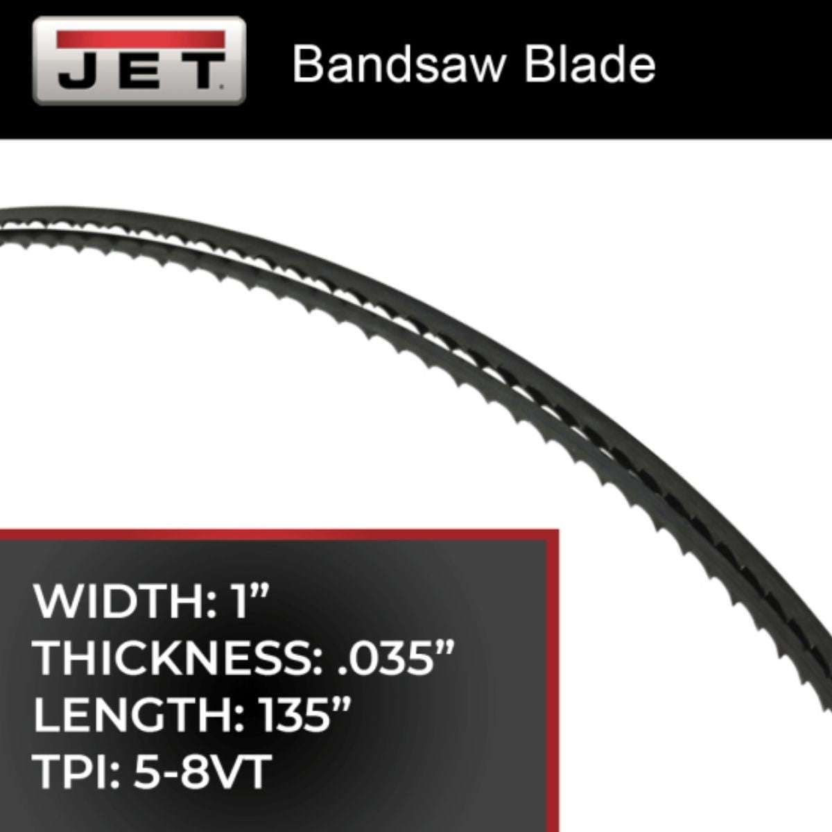 JET 135" Bi-Metal Bandsaw Blade for J-7020, J-7040, J-7020M, and J-7040M