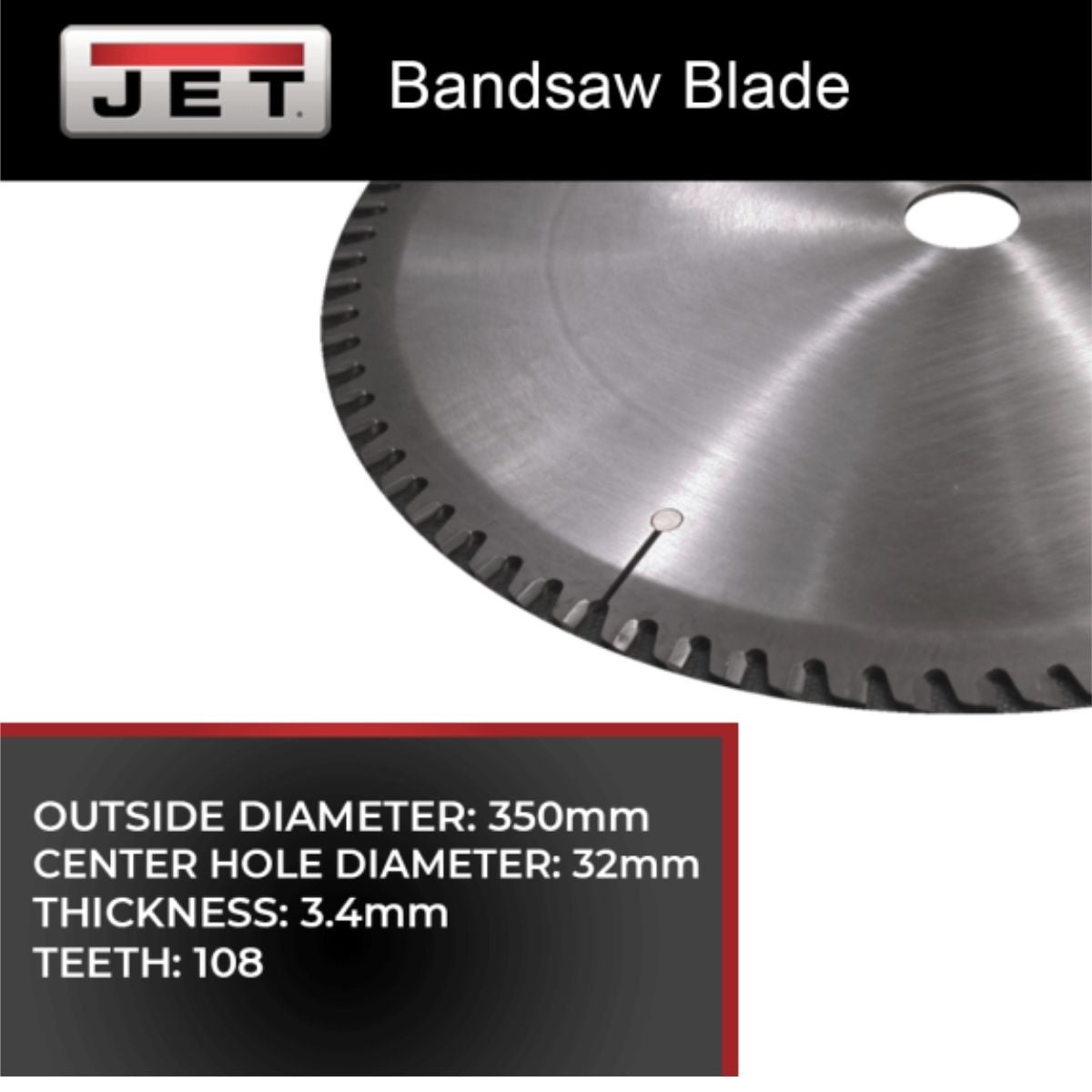 JET 350mm Non-Ferrous Circular Saw Blade for J-CK350