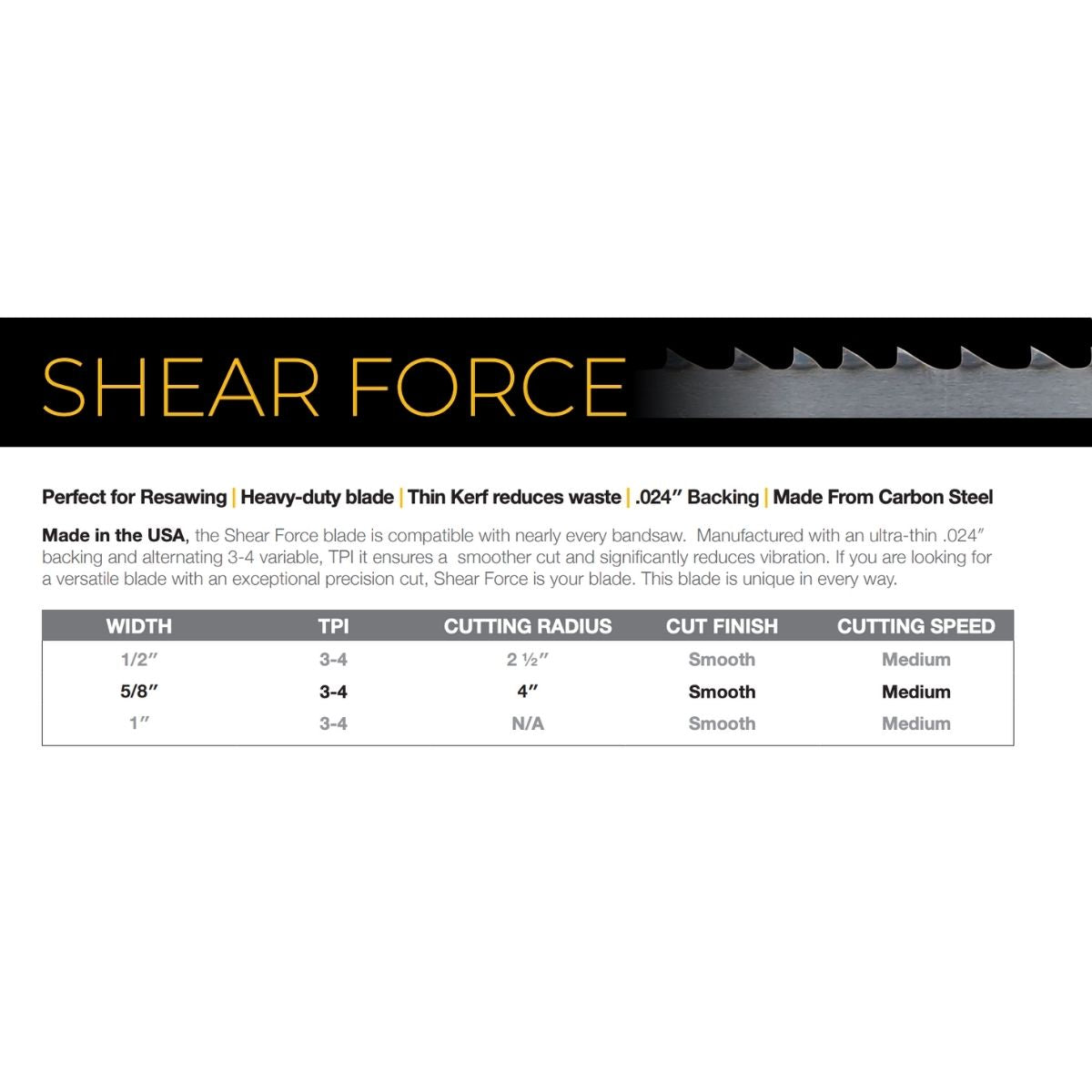 Laguna Shearforce Bandsaw Blade