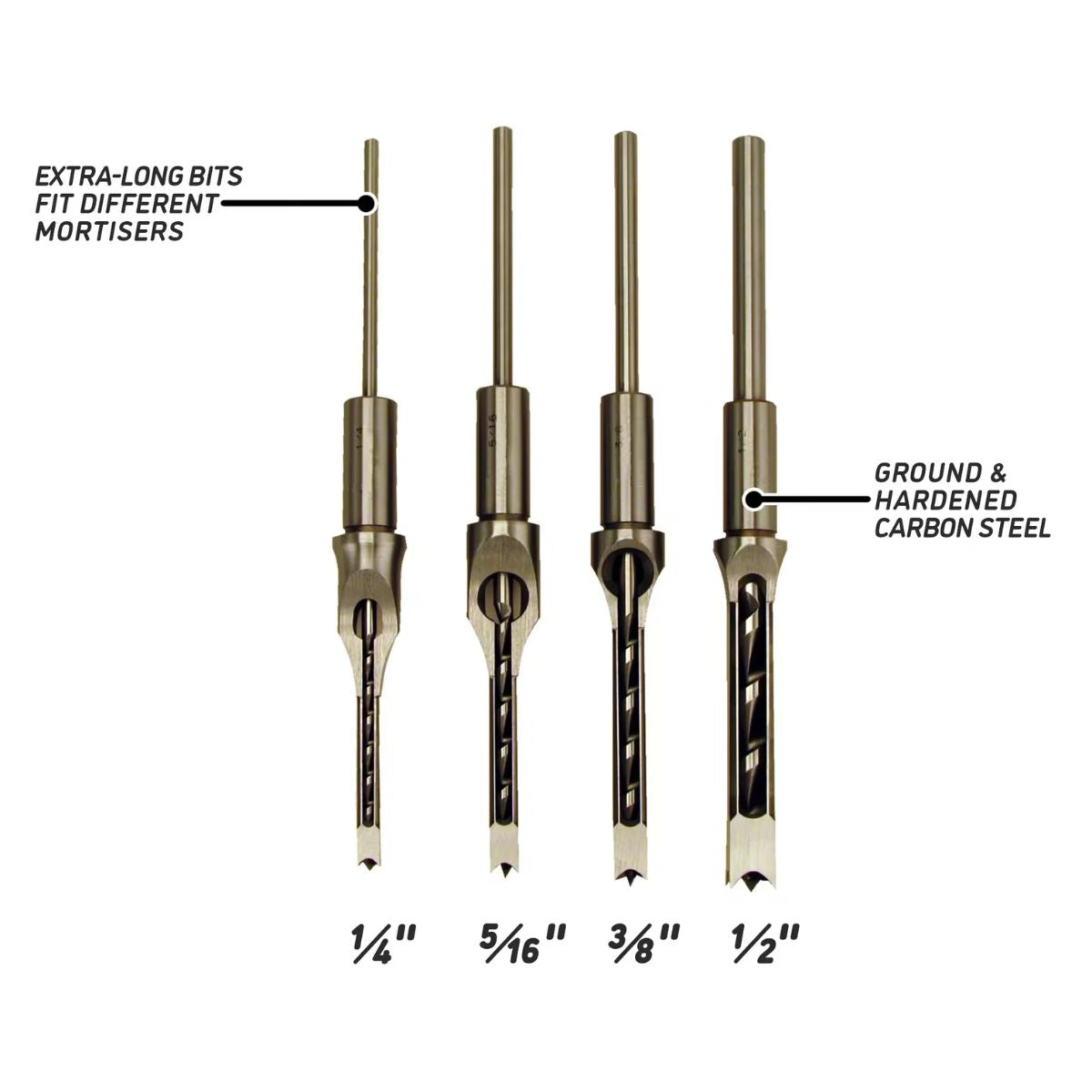 Powermatic Premium Mortise Chisel & Bit Set (4 Piece)