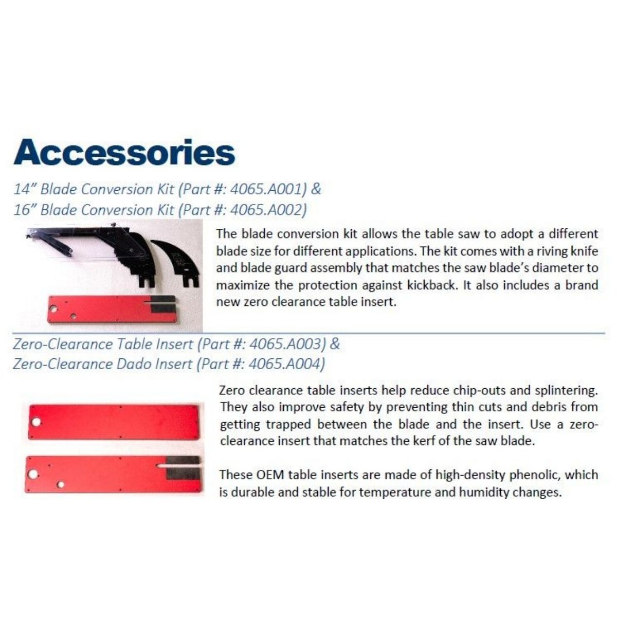 Zero Clearance Dado Insert for Model 4065
